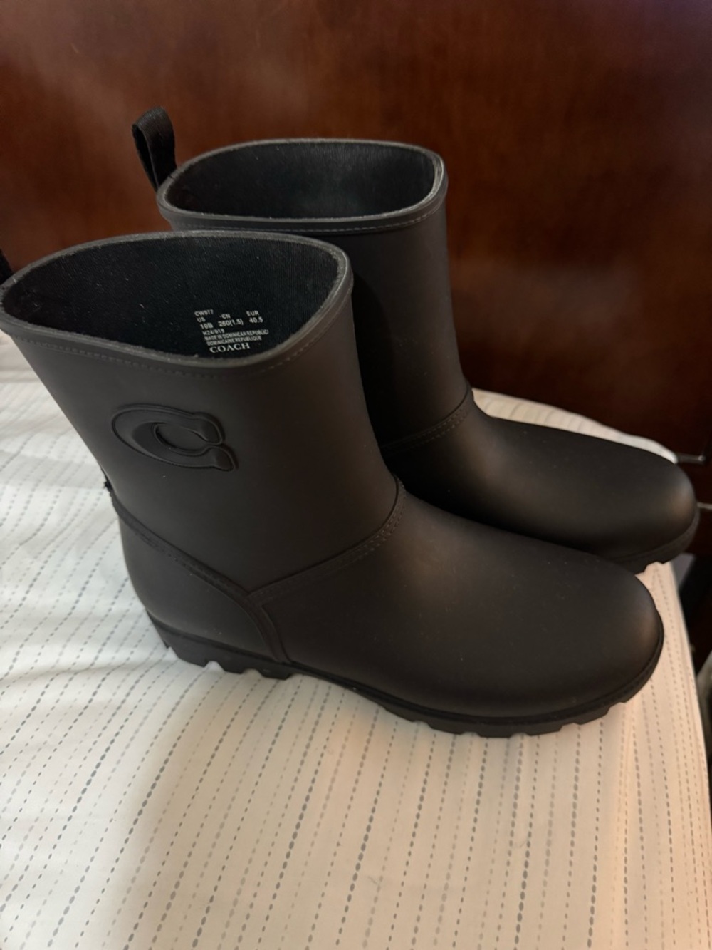 Coach Matte Black Lug Sole Rain Boots - Picture 3 of 4